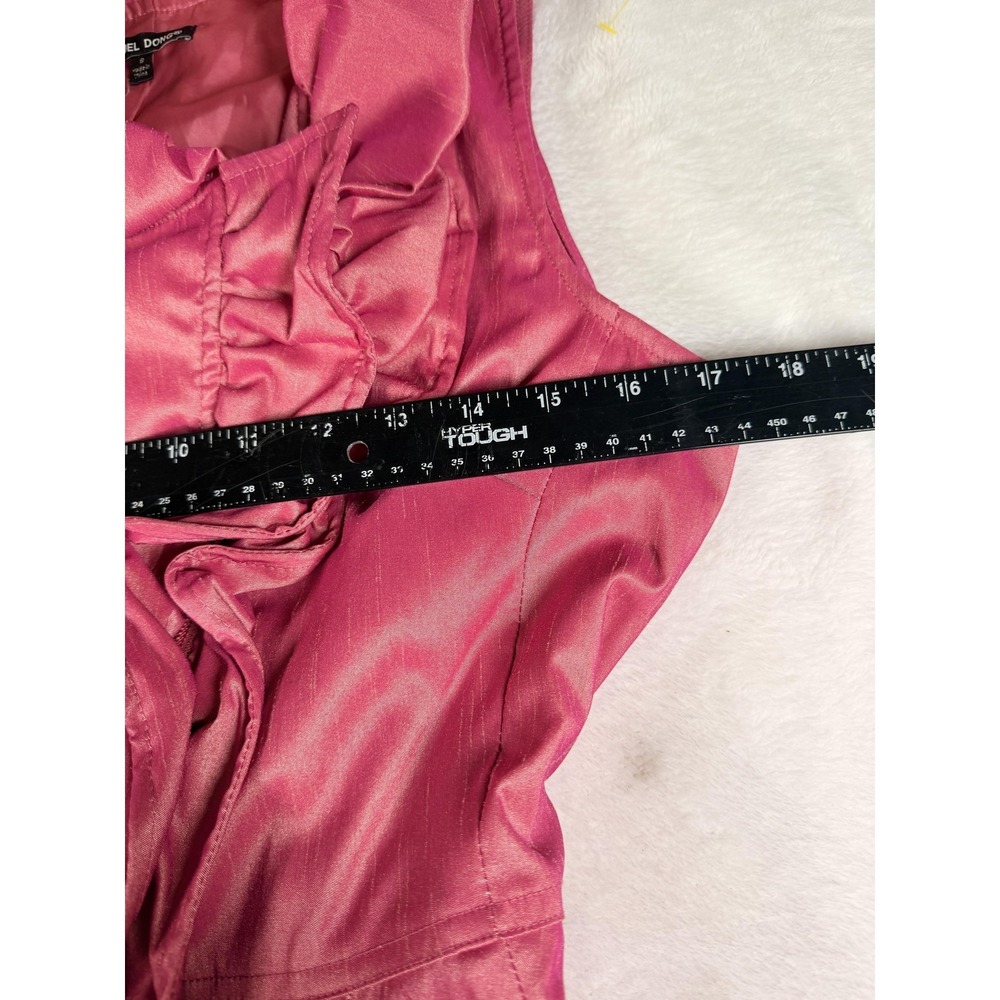 Samuel Dong Dress Womens S Pink Ruffle High Neck Bubble Hem Fit & Flare Party - Picture 12 of 14